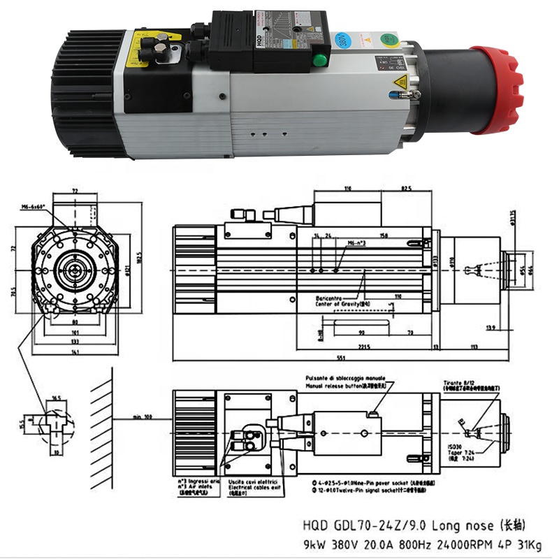 Suppliers HQD 9kw 220v 380v Lo - Cnc Spindle Motor recension och pris